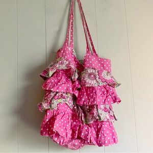 Handmade Pink Ruffled Tote Bag